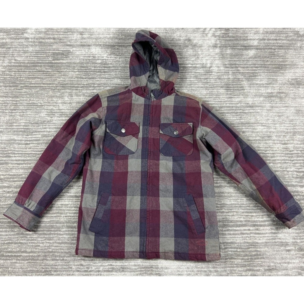 Levis Jacket Womens Large Multicolor Flannel Plaid Hooded Full Zip Outdoor‎